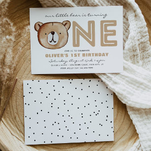 Bearly One Invitation Bear Birthday Invitation