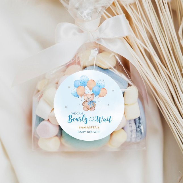 Bearly Wait Baby Shower Classic Round Sticker (Creator Uploaded)