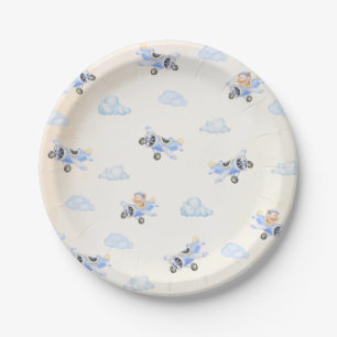 Bearly Wait Baby Shower Flying Bear & Cloud  Paper Plate
