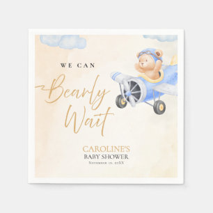 Bearly Wait Baby Shower, Flying Bear Watercolor Napkin