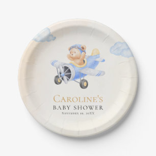 Bearly Wait Baby Shower, Flying Bear Watercolor  Paper Plate