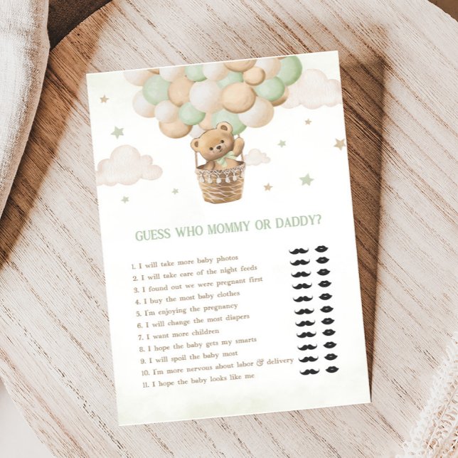 Bearly Wait Baby Shower Guess Mummy or Daddy Game (Bearly Wait Bear Baby Shower Game)