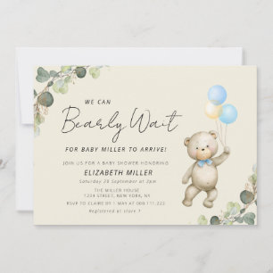 bearly wait baby shower invitation