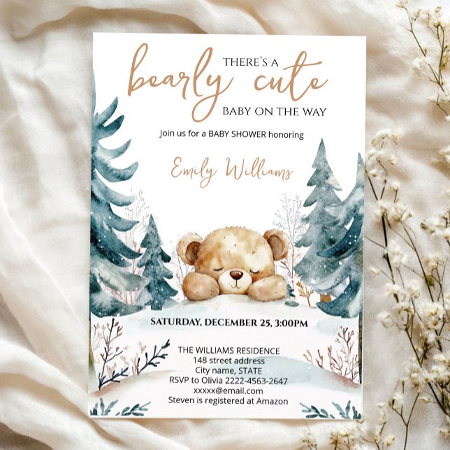 Bearly Wait Baby Shower Invitation | Woodland Bear (Creator Uploaded)