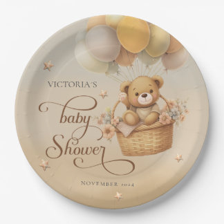Bearly wait baby shower paper plate