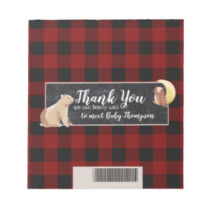 Bearly Wait Baby Shower Plaid Candy Bar Wrap Notepad