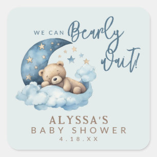 Bearly Wait Baby Shower Square Sticker