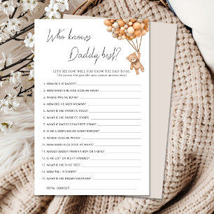 Bearly Wait Baby Shower Who Knows Daddy Best