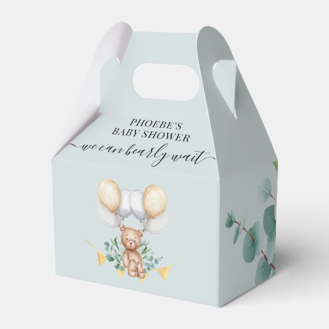 Bearly Wait Baby Shower Woodland Bear Animal Favou Favour Box (Front Side)