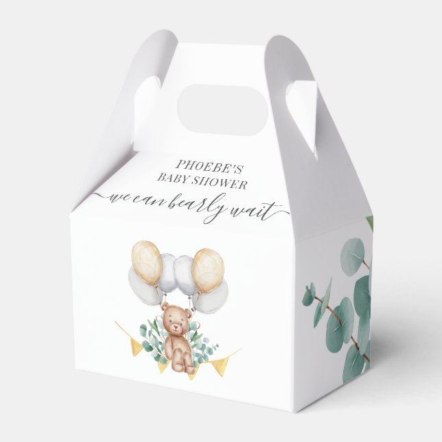 Bearly Wait Baby Shower Woodland Bear Animal Favour Box (Front Side)