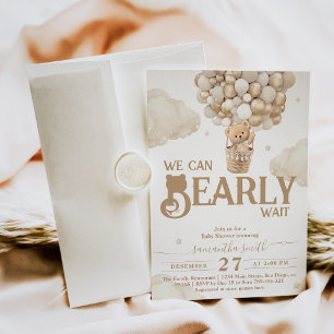 Bearly Wait Balloon Gender Neutral Baby Shower Invitation