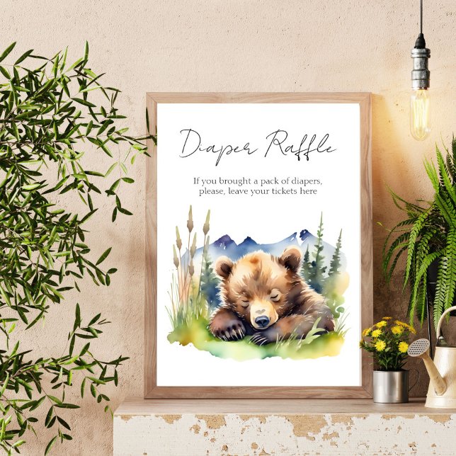 Bearly wait bear baby shower diaper raffle sign (Bearly wait bear baby shower diaper raffle sign baby shower signs)