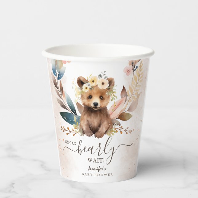 Bearly Wait Bear Baby Shower Paper Cup (Front)