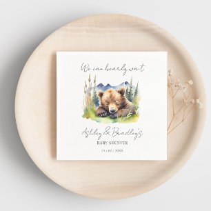 Bearly wait bear cub adventure awaits baby shower napkin