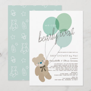Bearly Wait Bear Mint Baby Shower by Mail Invitation