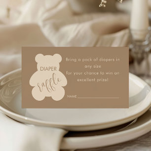 Bearly Wait Beige Baby Shower Diaper Raffle Ticket Enclosure Card