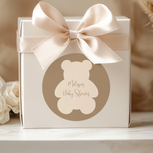 Bearly Wait Beige Teddy Bear Baby Shower Classic Round Sticker