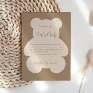 Bearly Wait Beige Teddy Bear Baby Shower Thank You Card