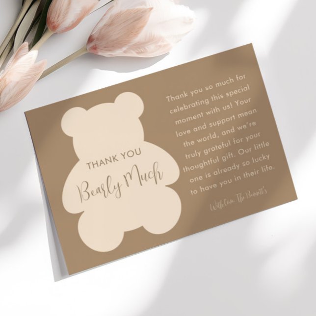 Bearly Wait Beige Teddy Bear Baby Shower Thank You Card (Creator Uploaded)