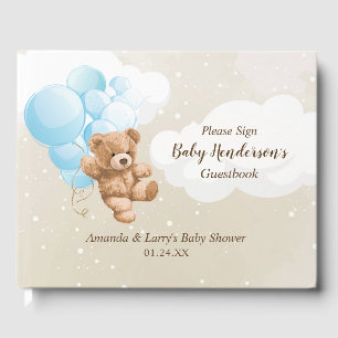 Bearly Wait Blue Balloon Teddy Bear Guest Book