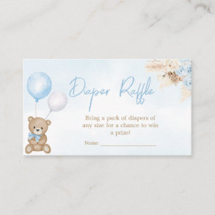 Bearly Wait Blue Bear Baby Shower Diaper Raffle Enclosure Card
