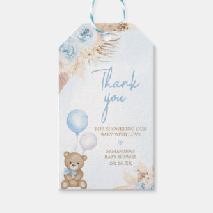 Bearly Wait Blue Bear Baby Shower Favour Tags