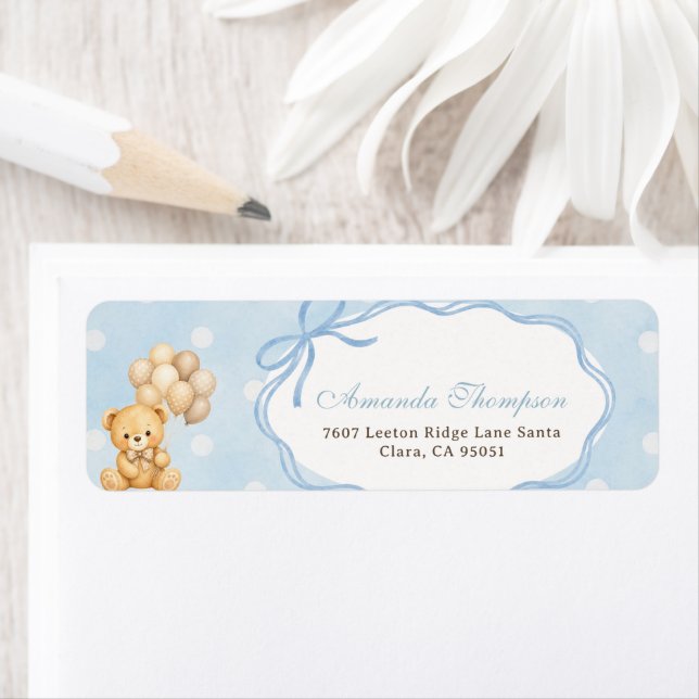 Bearly Wait Blue Bear Boy Baby Shower Address (Insitu)