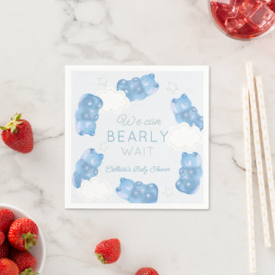 Bearly Wait Blue Gummy Bear Boy Baby Shower Napkin