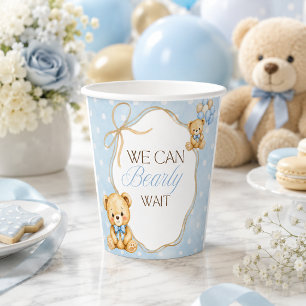 Bearly Wait Blue Teddy Bear Boy Baby Shower Paper Cups
