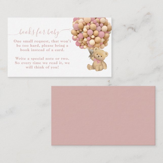 Bearly Wait Boho Balloon Neutral Baby Shower Book Enclosure Card (Front/Back)
