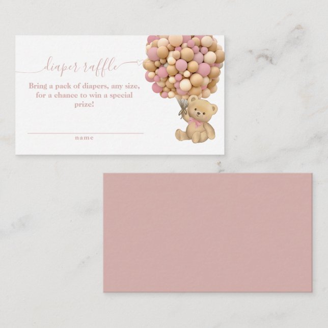 Bearly Wait Boho Balloon Neutral Baby Shower Diape Enclosure Card (Front/Back)