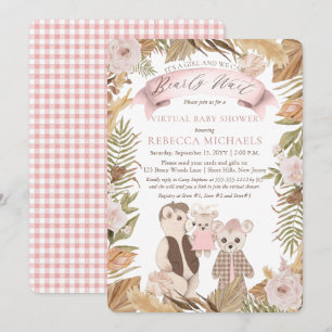 Bearly Wait Boho Bear Family Virtual Baby Shower I Invitation
