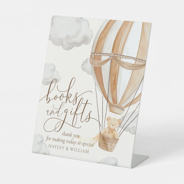 Bearly Wait Books and Gifts Tan Baby Shower Pedestal Sign (Front)