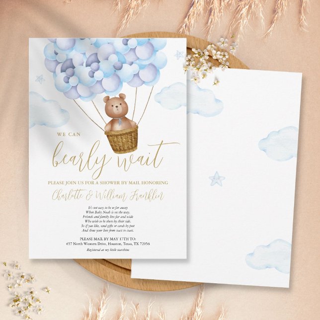 Bearly Wait Boy Baby Shower By Mail Long Distance Invitation (Creator Uploaded)