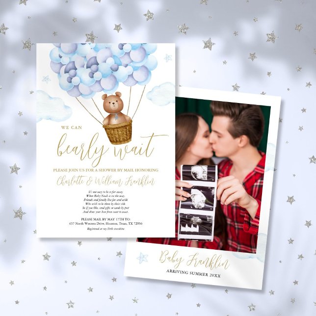Bearly Wait Boy Baby Shower By Mail Photo Invitation (Bearly Wait Boy Baby Shower By Mail Photo Invitation)