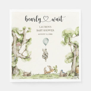 Bearly Wait Boy Baby Shower Woodland Napkin