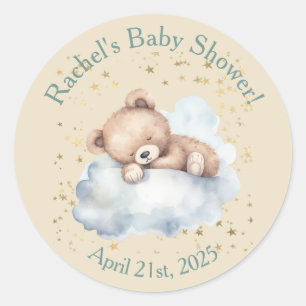 Bearly Wait - Boy Teddy Bear Asleep in Clouds  Classic Round Sticker