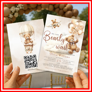 Bearly Wait Brown Baby Shower Invitation