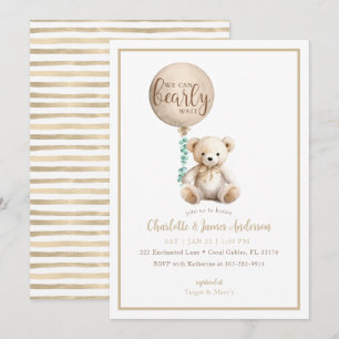 Bearly Wait Brown Teddy Bear Baby Shower Invite