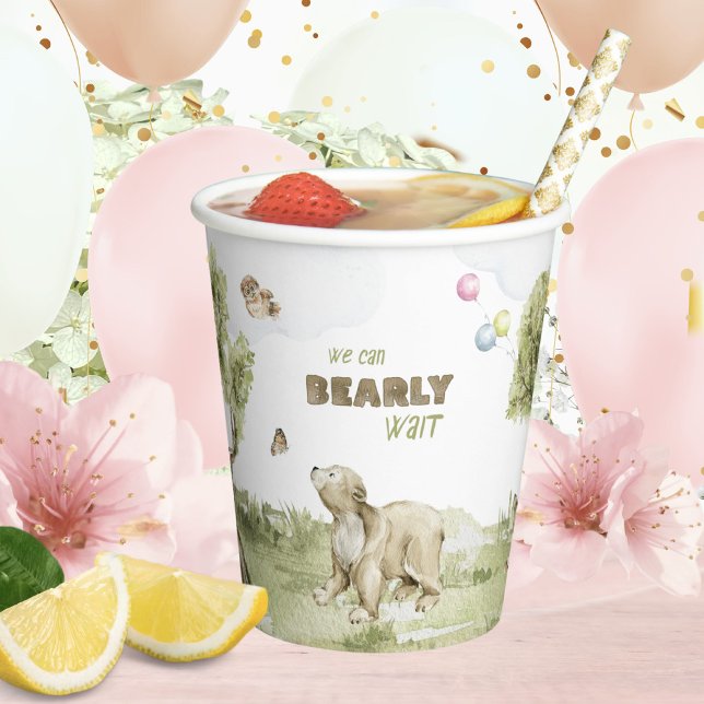 Bearly Wait Cute Bear Watercolor Baby Shower Paper Cups (Bearly Wait Cute Bear Watercolor Baby Shower Paper Cups ©Susanne Sachers - Sunny Mind Design 🌞)