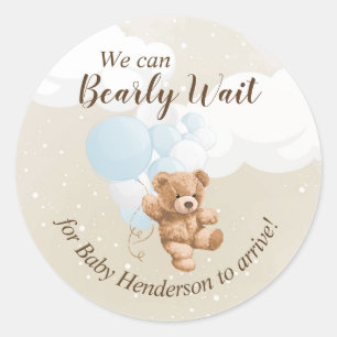 Bearly Wait Dusty Blue Teddy Bear Classic Round Sticker