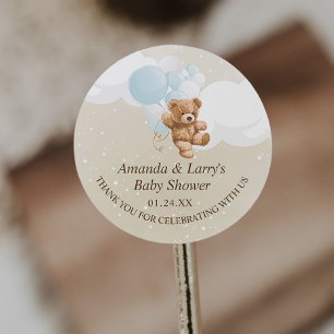 Bearly Wait Dusty Blue Teddy Bear Classic Round Sticker