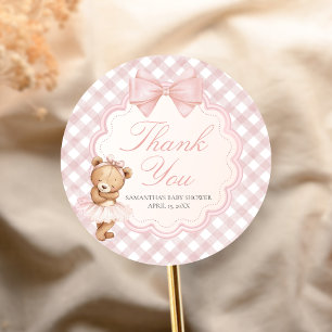 Bearly Wait Elegant Bear Baby Shower Classic Round Sticker