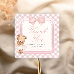 Bearly Wait Elegant Bear Baby Shower Square Sticker