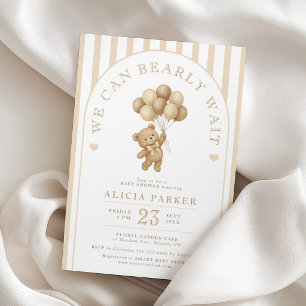 Bearly wait elegant brown bear neutral baby shower invitation