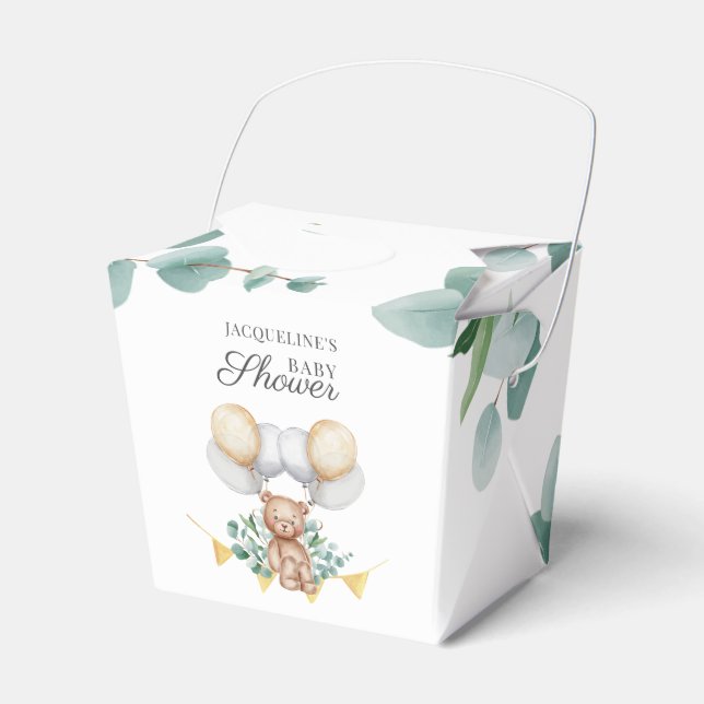 Bearly Wait Eucalyptus Balloons Bear Baby Shower Favour Box (Front Side)