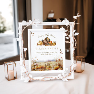 Bearly Wait Fall Woodland Baby Shower Diaper Poster