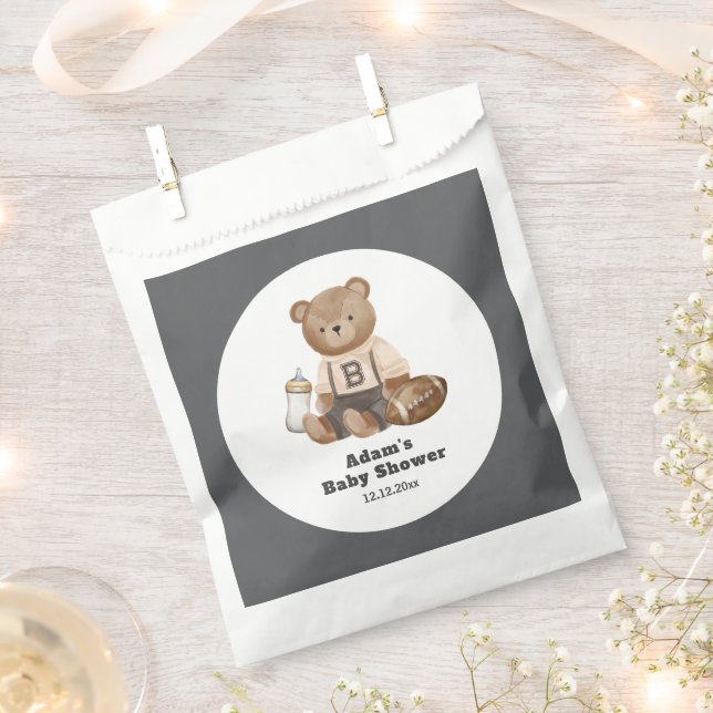 Bearly Wait Football Sport Boy Baby Shower  Favour Bags (Clipped)
