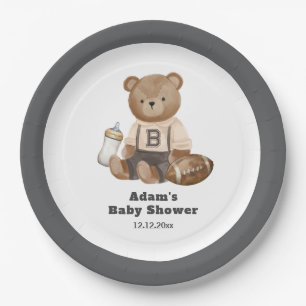 Bearly Wait Football Sport Boy Baby Shower  Paper Plate