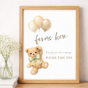 Bearly Wait Gender Neutral Baby Shower Favours Her Poster